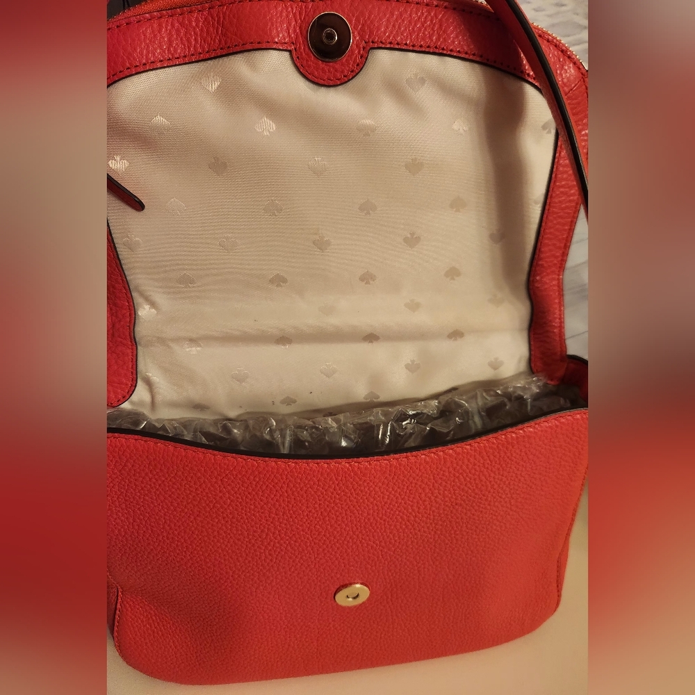Flash Sale!! Just $50!! Summer! Orange Pebbled Leather Convertible Crossbody Bag - Picture 12 of 16
